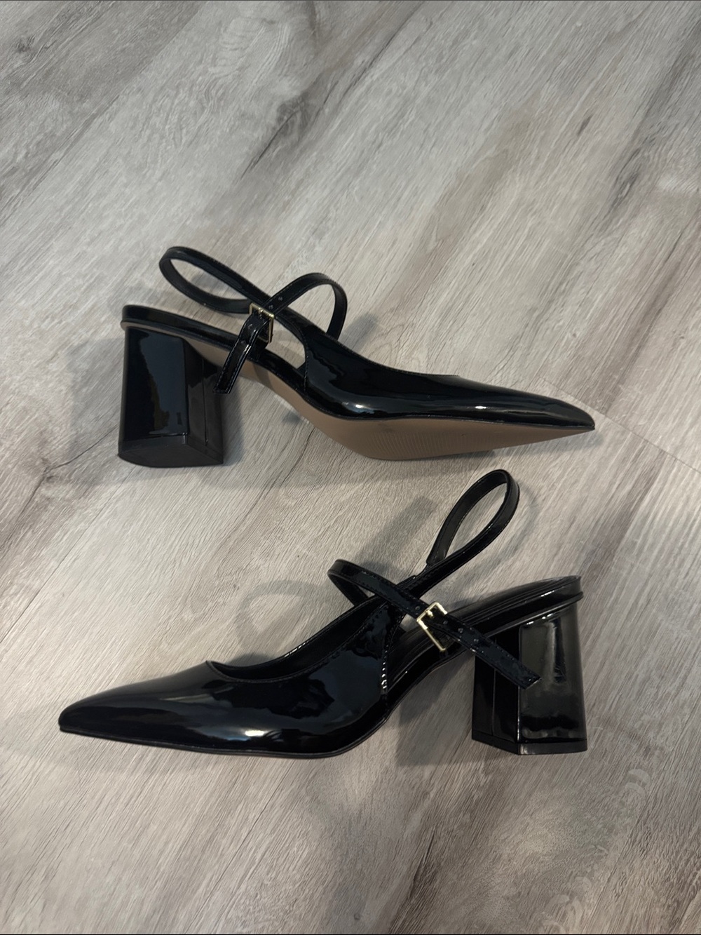 BCBGeneration Black Patent Slingback Block Heels